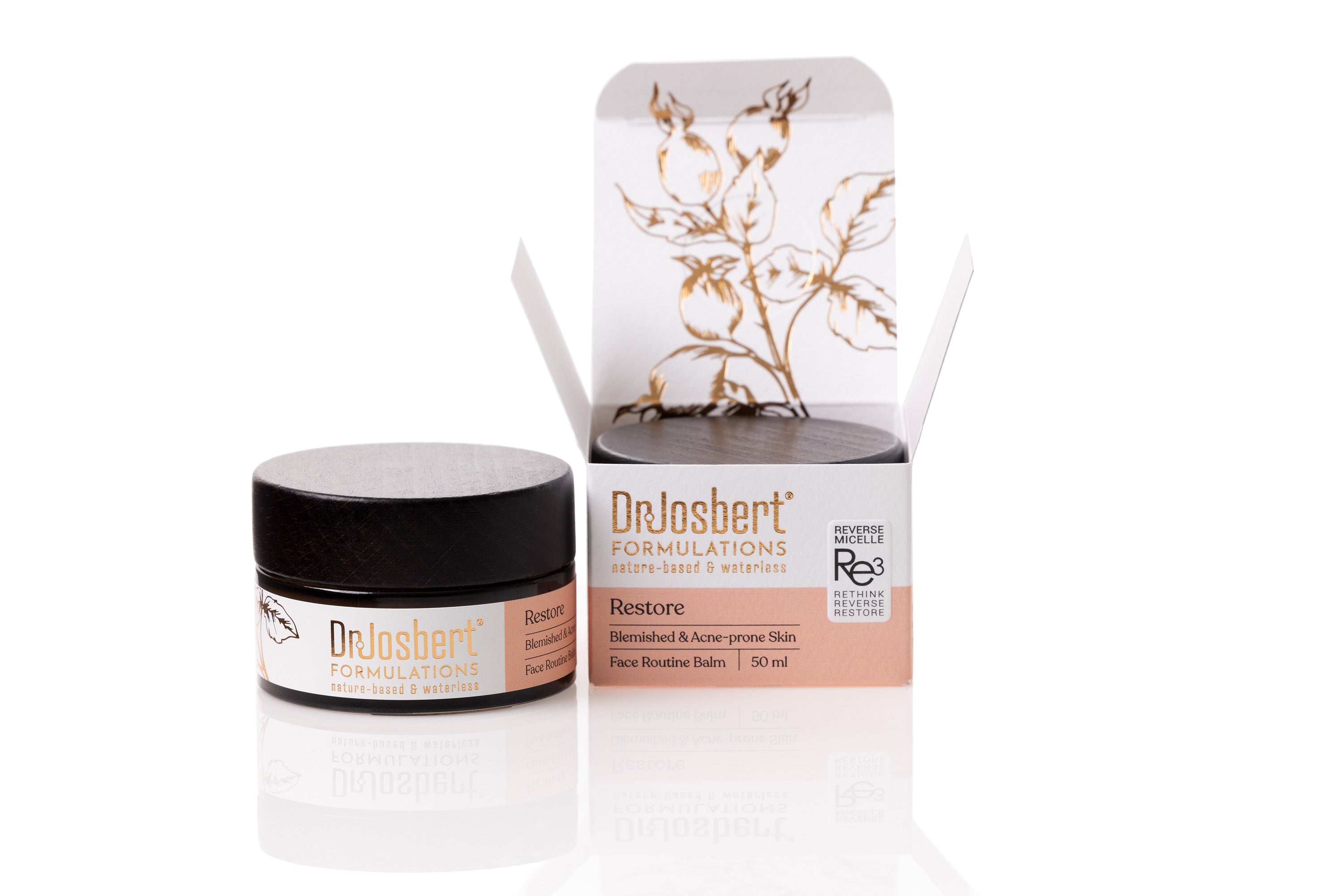 Waterless natural therapeutic balm with rosehip oil and other health ingredients that restores blemishes, spots and acne lesions