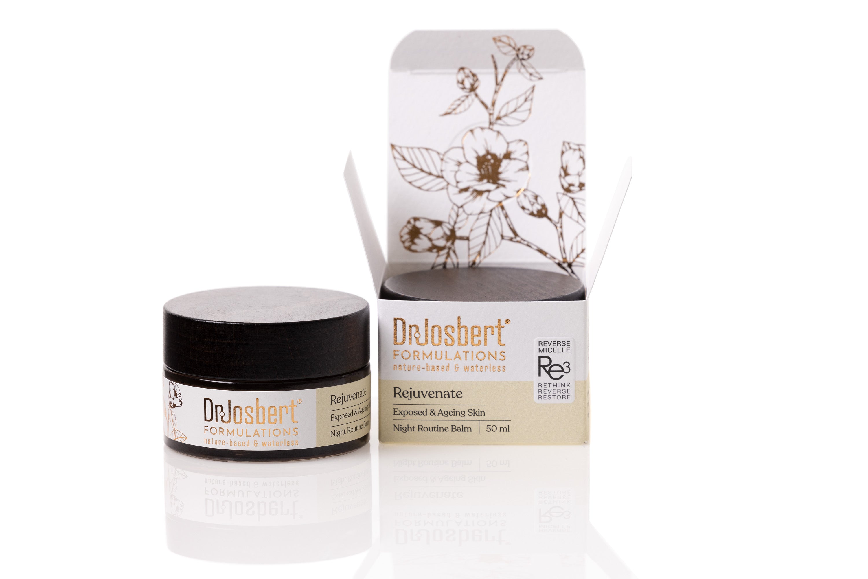 Waterless natural night balm with camellia extract ingredients that rejuvenates and revitalizes exposed and aging skin, burns, scratches and damaged skin